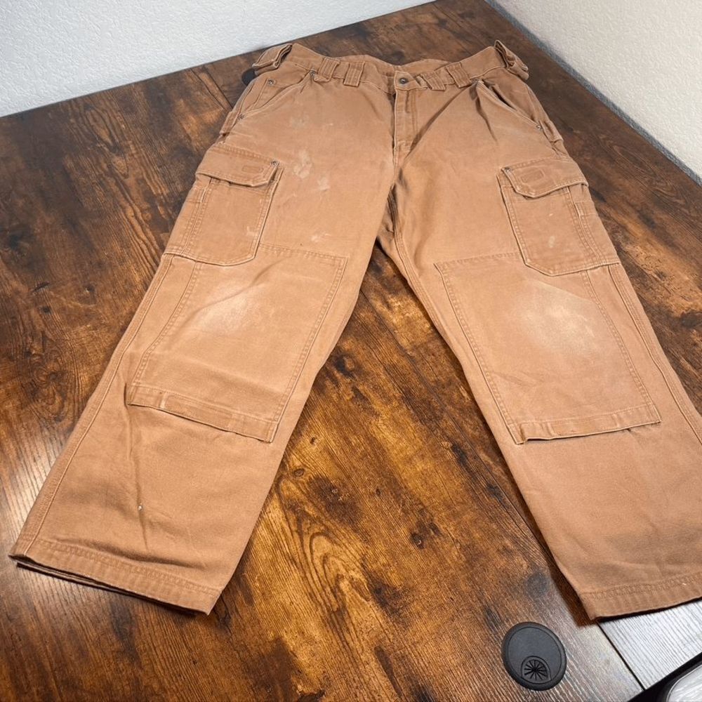 Duluth Trading Co Mens 37X29 Double Knee Ultimate‎ Cargo Work Jeans (READ)